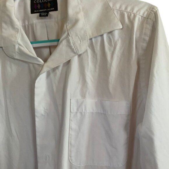 Alexander Julian Colours Mens White Button-Up Long Sleeve Dress Shirt Size L- 16 - Picture 3 of 6